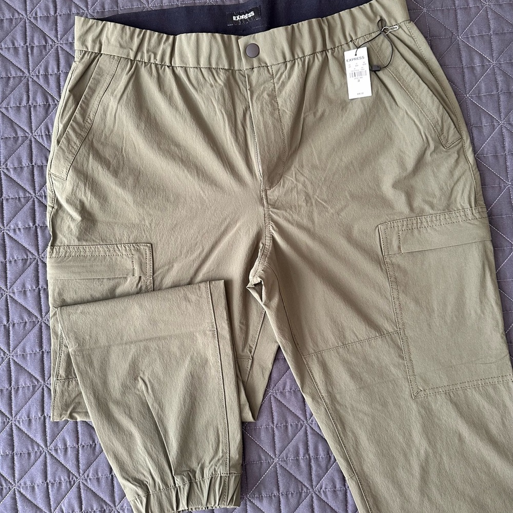 Olive Green Cargo Jogger Pants for Men